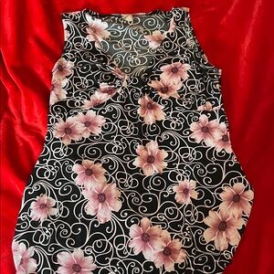 Susan Lawrence Black and Pink Floral Tank Top